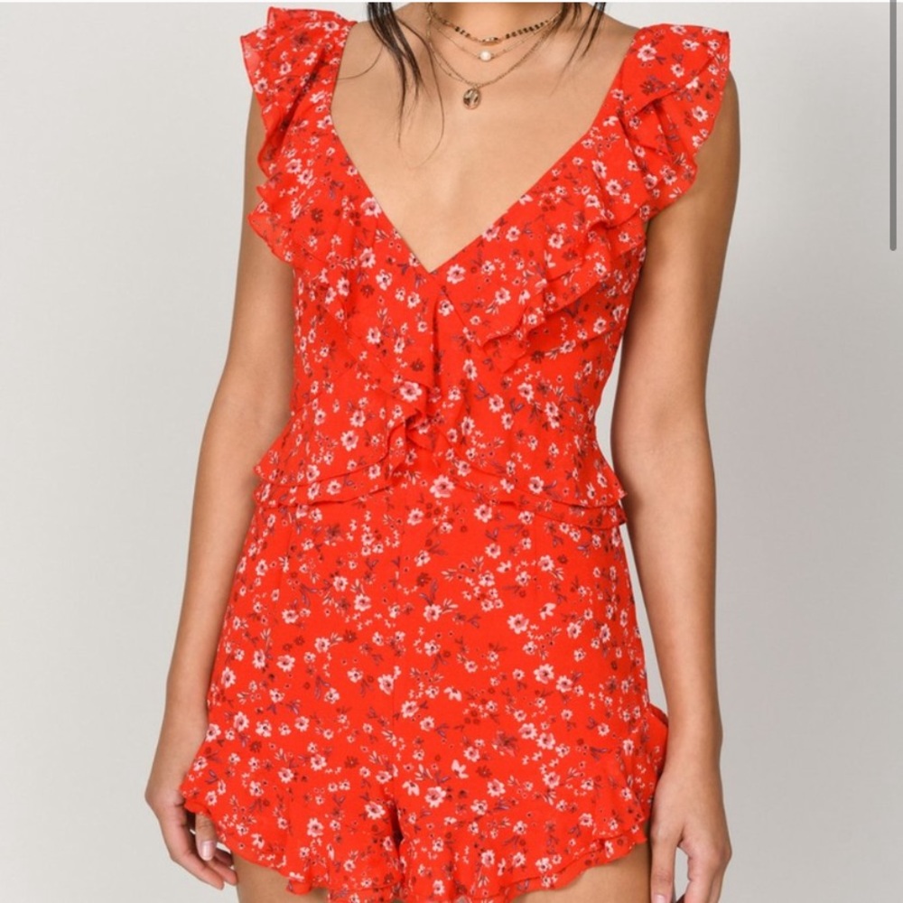Toni Red floral romper